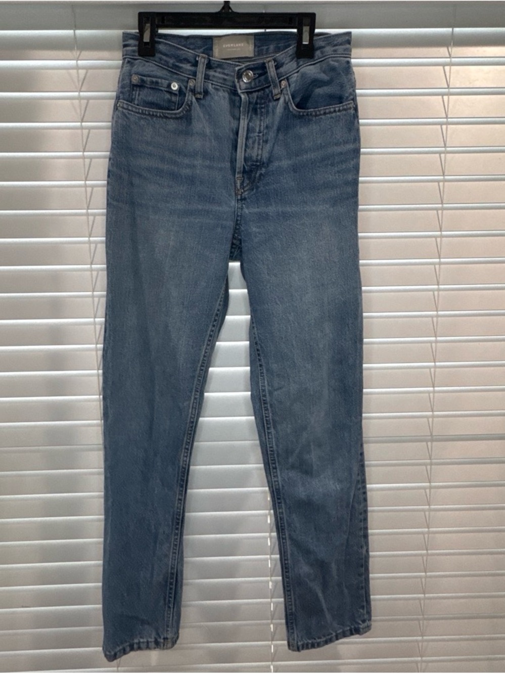 Everlane High-Rise Straight LEG Jeans in Medium Blue